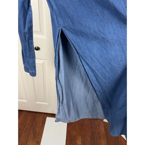 Live 4 Truth Denim Jean Long Sleeve Flyaway Side Duster Blouse Dress Top Tunic - Picture 6 of 9